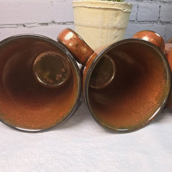 SANGO CYPRUS SIENNA MUG SET Of 4  16 OZ RUSTIC BRONZE GLAZE WITH BEADED EDGE - Picture 10 of 14